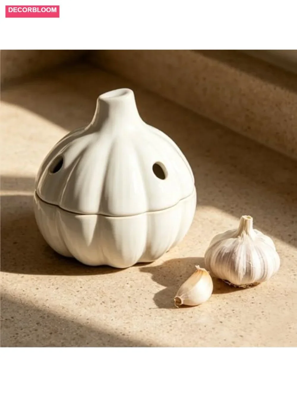 Ceramic Garlic Keeper Storage Jar with Vented Lid